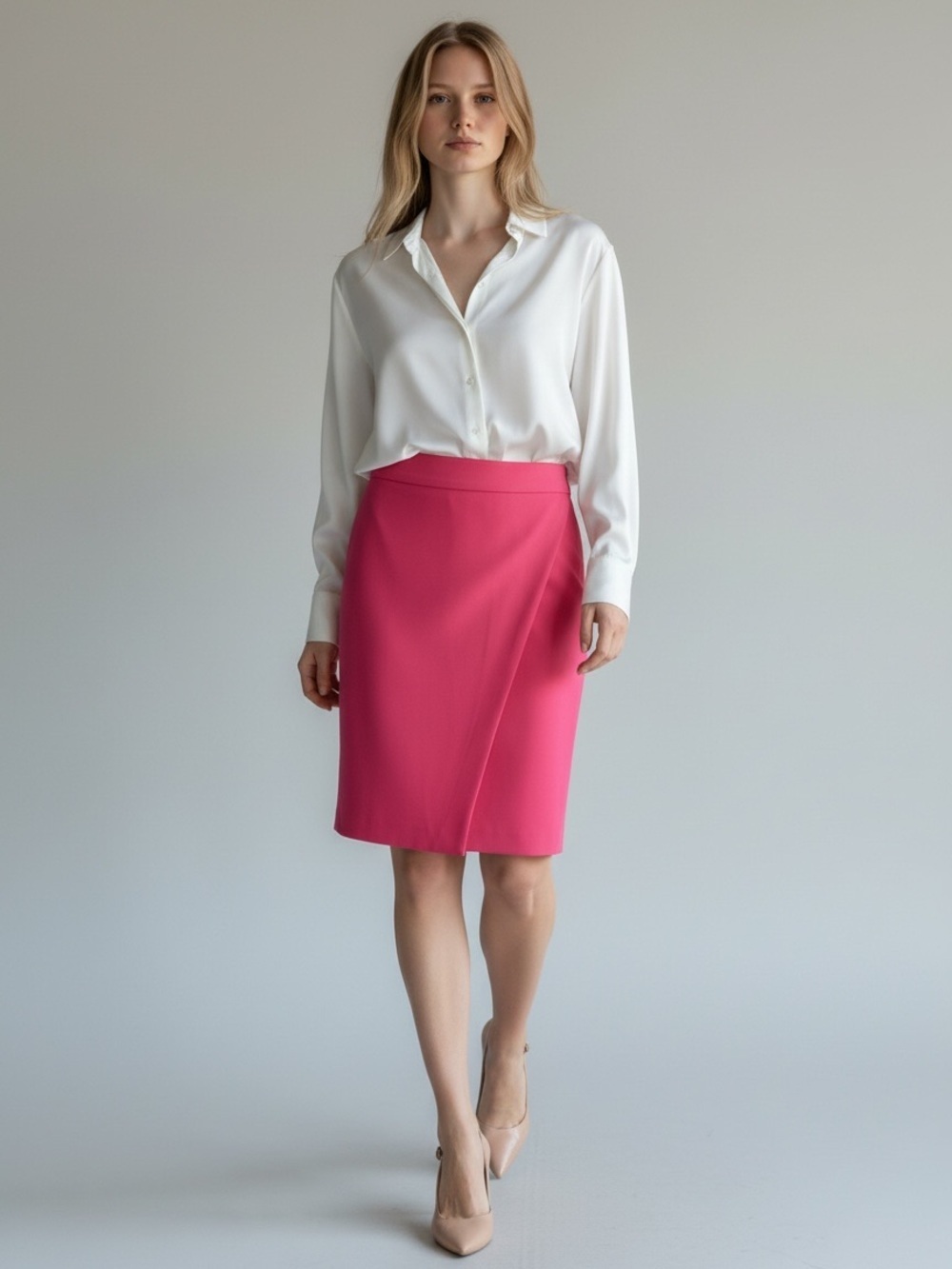 Ricki’s Wrap Front Pencil Skirt Ponte Knit Mini Fucshia Pink Size 2